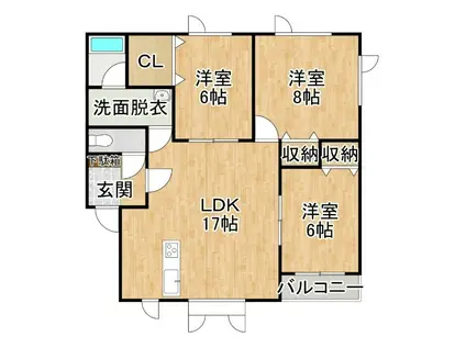 WISTERIA B(3LDK/1階)の間取り写真