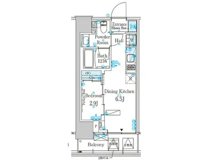 パークアクシス芝浦キャナル(1DK/7階)の間取り写真