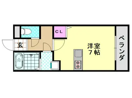 ウエスト LAND K(ワンルーム/3階)の間取り写真