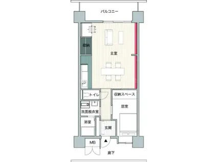 コーシャハイツ港(1LDK/3階)の間取り写真