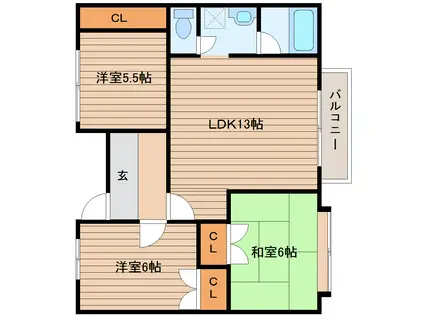 グランディオ青葉(3LDK/1階)の間取り写真