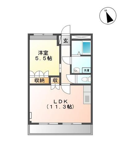 ラ・メール塩浜(1LDK/2階)の間取り写真
