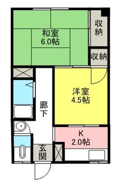 幸ビル(2K/2階)の間取り写真