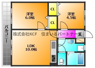 組坂ビルNO.8(2LDK/2階)の間取り写真