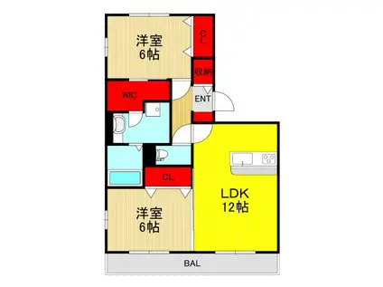 アプローズ・アイ(2LDK/3階)の間取り写真