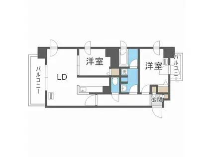 ヴォーネン円山裏参道(2LDK/9階)の間取り写真