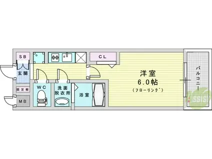 プレサンス塚本ベラビィ(1K/6階)の間取り写真