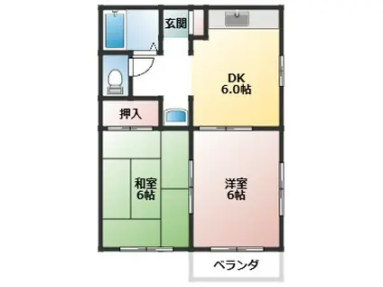 アビダッションマナベ(2DK/1階)の間取り写真