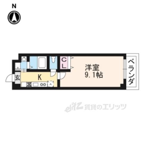グランステージ京都四条(1K/3階)の間取り写真