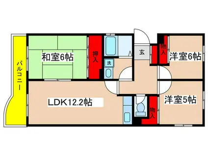 百合ヶ丘社宅(3LDK/2階)の間取り写真