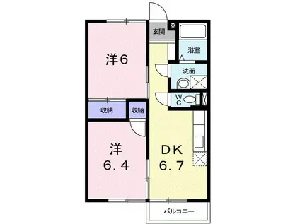 エルディムII(2DK/2階)の間取り写真
