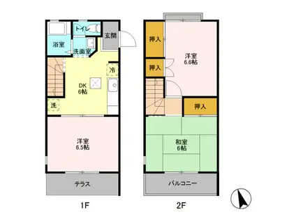 スカイハイツ池田E(3DK/1階)の間取り写真