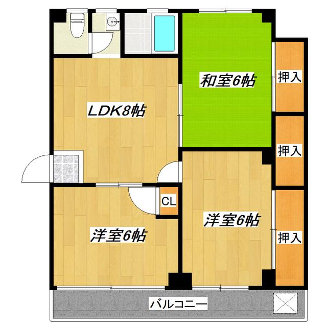 宇田川コーポ(3DK/3階)の間取り写真