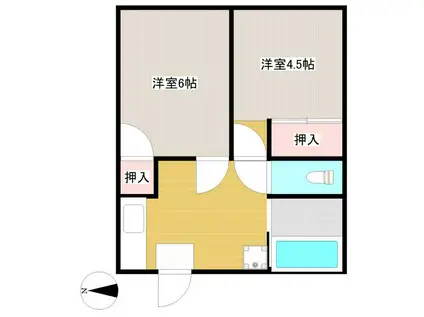 PUPPY TO SLOW WALTZ(2DK/2階)の間取り写真