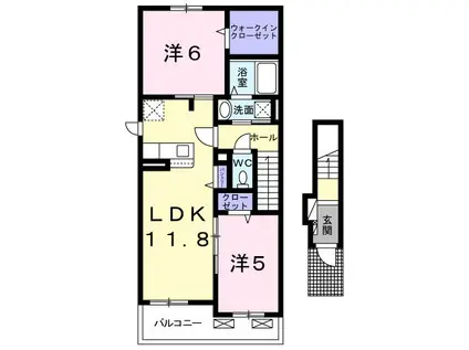 グレース パグーロG(2LDK/2階)の間取り写真