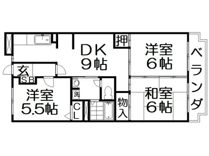 サニーコート星丘(3LDK/1階)の間取り写真