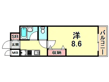 エスペランサ御影III(1K/1階)の間取り写真