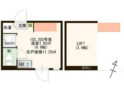 ハーモニーテラス南小岩VI(ワンルーム/1階)の間取り写真