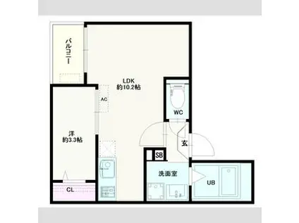 JACK ODAKAIV(1LDK/2階)の間取り写真