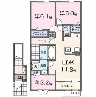 ニコリヴI(3LDK/2階)の間取り写真
