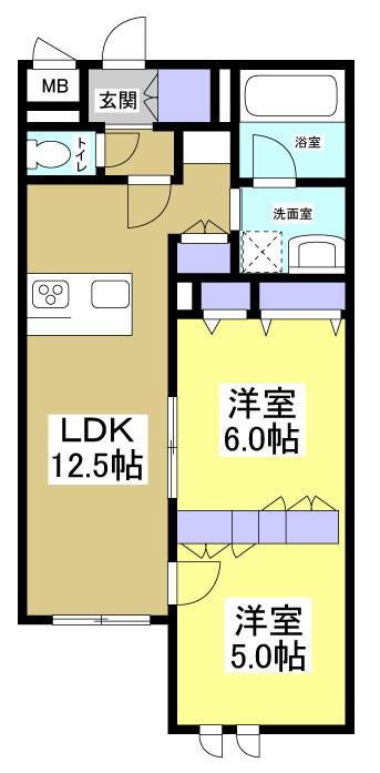 レジデンスリノア(2LDK/1階)の間取り写真