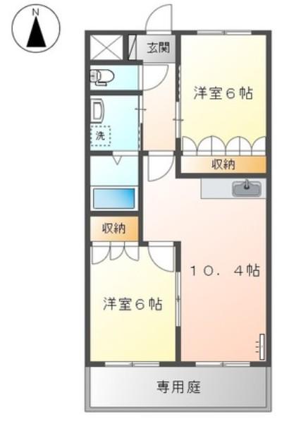 グリーンアース(2LDK/1階)の間取り写真