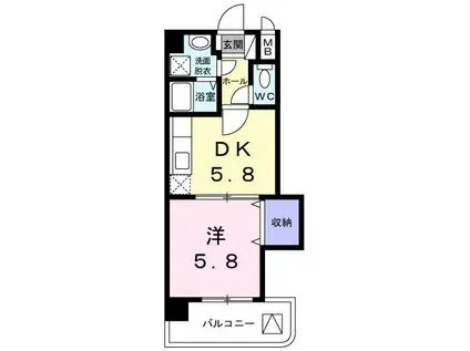 ラフィネT.M.I(1DK/5階)の間取り写真