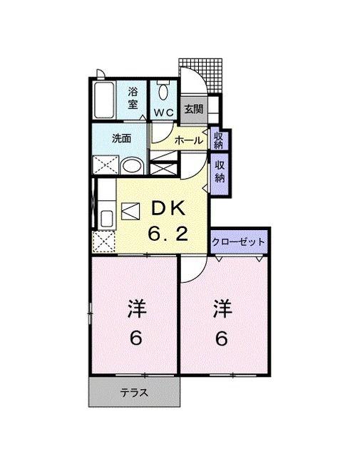 サニーパレスII(2DK/1階)の間取り写真