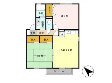 21番館 A棟(2LDK/2階)の間取り写真