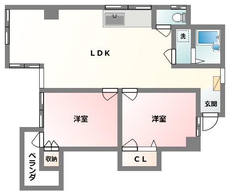 エルカステロ(2LDK/4階)の間取り写真