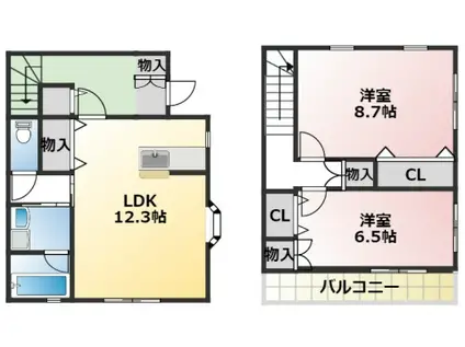 クレマチスの家(2LDK/1階)の間取り写真