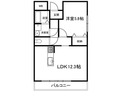 メゾンメリッサ(1LDK/1階)の間取り写真