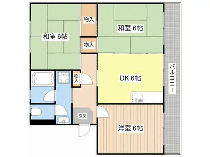 ハイツ堤下(3DK/1階)の間取り写真