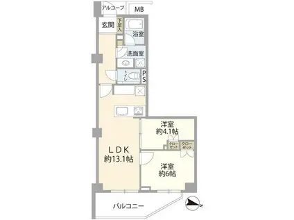 ルフォン中野上鷺宮壱番館(2LDK/4階)の間取り写真