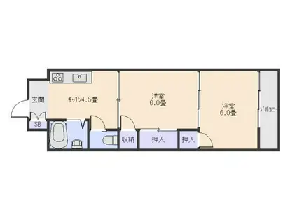 日宝ファッションハイツ(2K/3階)の間取り写真