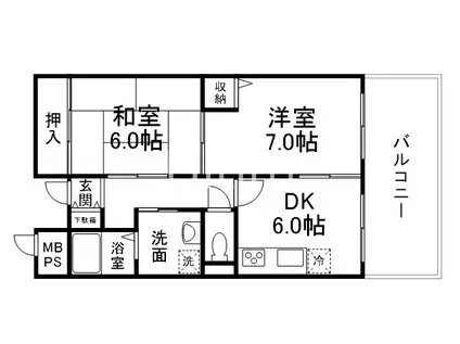 トーシンハイツ桃山(2DK/3階)の間取り写真