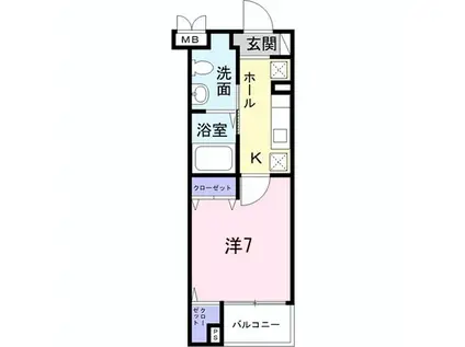 ビリーブ(1K/4階)の間取り写真