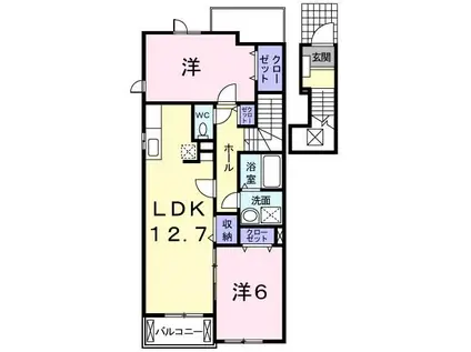 ベルプロムナードA(2LDK/2階)の間取り写真
