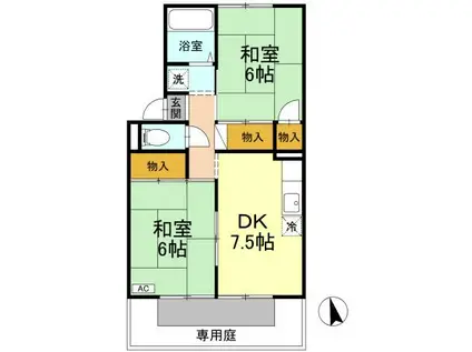 ラフィーネA棟(2DK/1階)の間取り写真