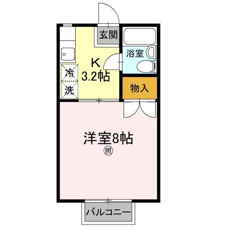 ビューフォート屋島(1K/2階)の間取り写真