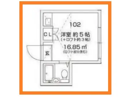 梶ヶ谷スチューデントパレスB棟(ワンルーム/1階)の間取り写真
