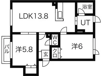 フラワーコート75(2LDK/1階)の間取り写真