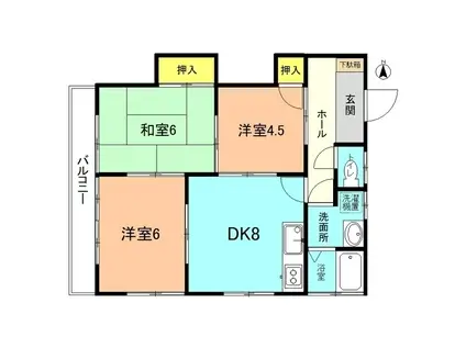 コーポ第二志乃婦(3DK/2階)の間取り写真