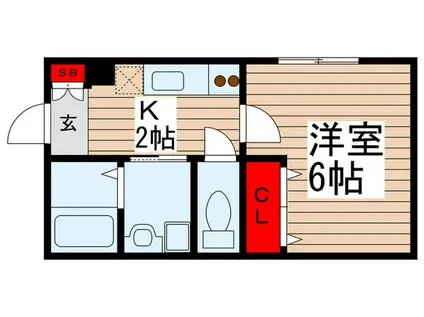 パークヒルズ竹ノ塚(1K/1階)の間取り写真