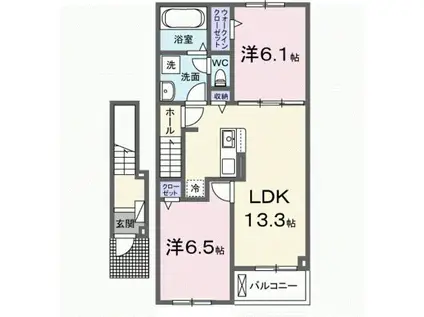 プレミアム コンフォート II(2LDK/2階)の間取り写真