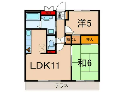 フィールドコートA(2LDK/1階)の間取り写真