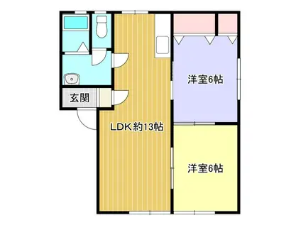 セゾンKM A棟(2LDK/2階)の間取り写真