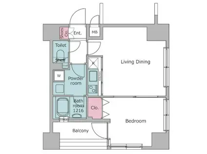 レジディア広尾南(1LDK/9階)の間取り写真