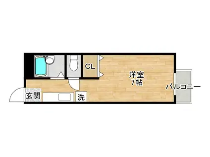 ヴィラプレフェールIIB棟(1K/2階)の間取り写真