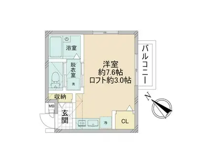 トライヒルズII(ワンルーム/1階)の間取り写真